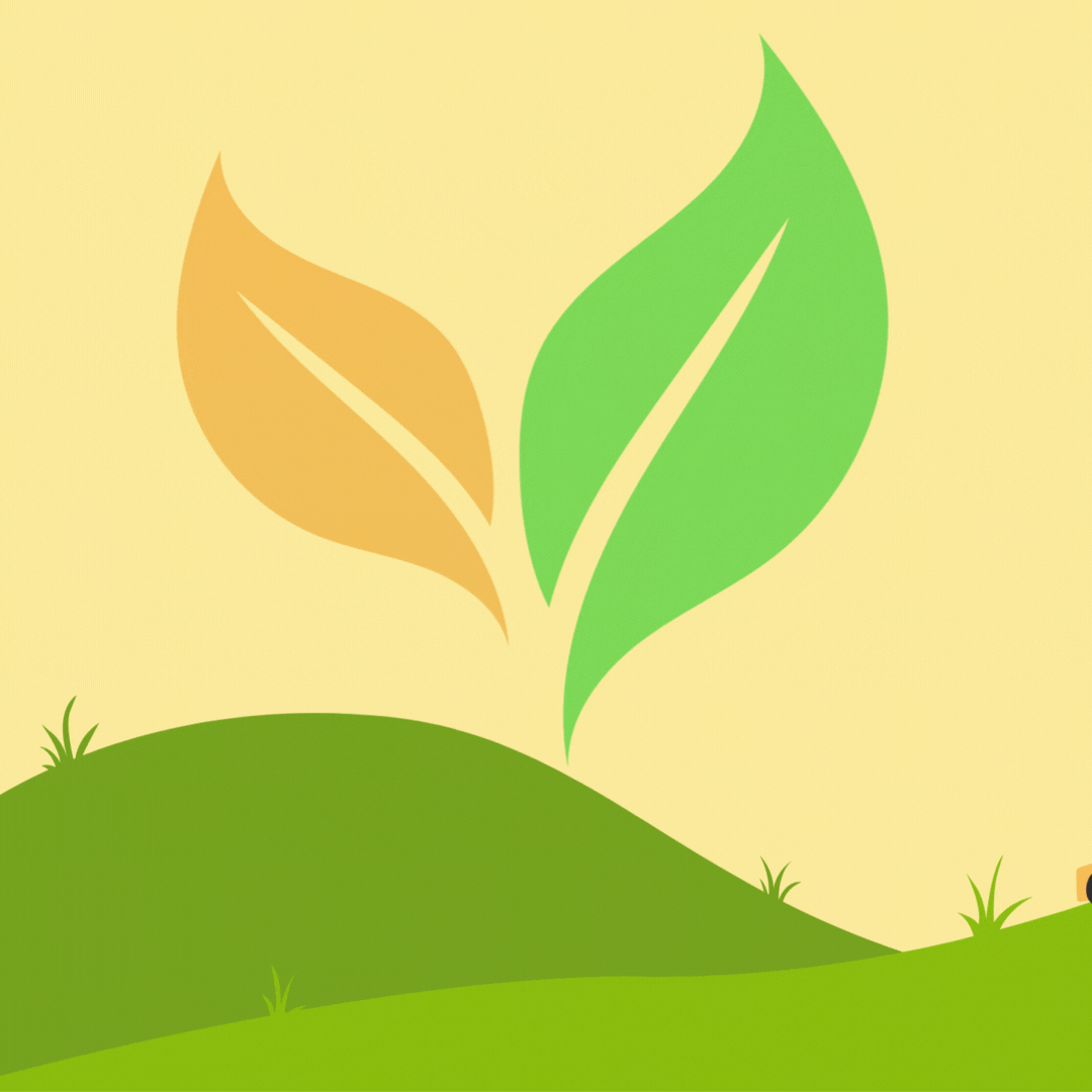 mower and  green grass landscape Green and Groom logo in the center of the gif 